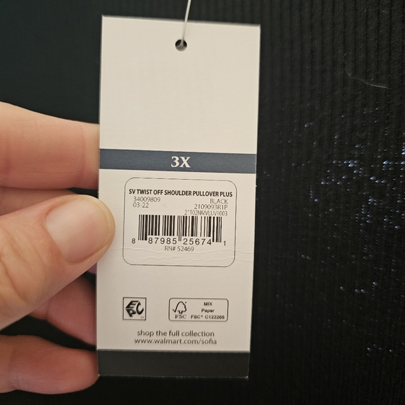 SOFIA Jean's Black off shoulder sweater size 3X - Picture 3 of 3